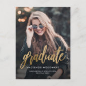 フォト金ゴールドスクリプトの卒業発表 ポストカード (正面)