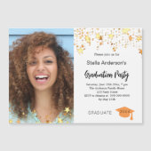 フォト金ゴールドスター卒業パーティー マグネット招待状 (正面)