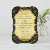 フォト金ゴールドダマスクスワーズ結婚式招待状 招待状 (スタンド正面)