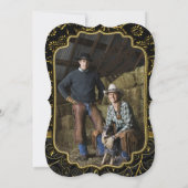 フォト金ゴールドダマスクスワーズ結婚式招待状 招待状 (裏面)