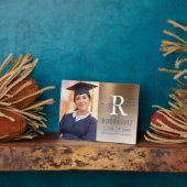 フォト金ゴールドダークブルー金属卒業記念テープ フォトプラーク (側面)