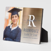 フォト金ゴールドダークブルー金属卒業記念テープ フォトプラーク (側面)