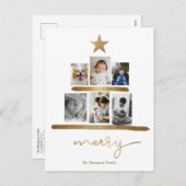 フォト金ゴールドツリーコラージュメリークリスマス2020 シーズンポストカード (正面/裏面)