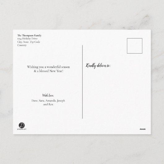 フォト金ゴールドツリーコラージュメリークリスマス2020 シーズンポストカード (裏面)