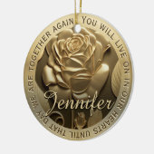 フォト金ゴールドバラをメモリアルという名前で追加 セラミックオーナメント (左)