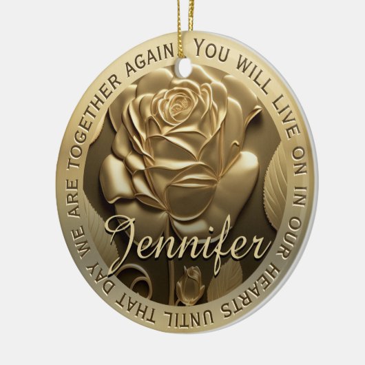 フォト金ゴールドバラをメモリアルという名前で追加 セラミックオーナメント (左)