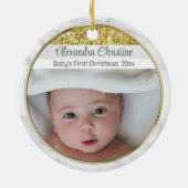 フォト金ゴールドフレーム両面2写真ベビー最初 セラミックオーナメント (裏面)