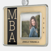 フォト金ゴールドブラックMBA卒業 シルバープレートフレームオーナメント (左)