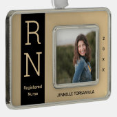 フォト金ゴールドブラックRNナース シルバープレートフレームオーナメント (右)