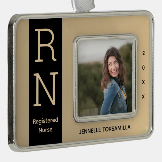 フォト金ゴールドブラックRNナース シルバープレートフレームオーナメント (右)