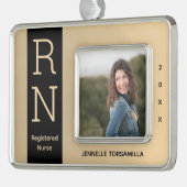 フォト金ゴールドブラックRNナース シルバープレートフレームオーナメント (左)