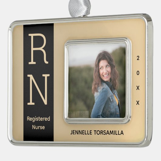 フォト金ゴールドブラックRNナース シルバープレートフレームオーナメント (左)