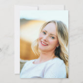 フォト金ゴールド卒業党海軍ブルー風船 招待状 (裏面)