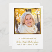 フォト金ゴールド悔やみや弔慰記念葬儀ありがとう サンキューカード (正面/裏面)