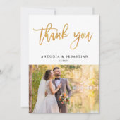 フォト金ゴールド結婚レターありがとう サンキューカード (正面)