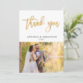 フォト金ゴールド結婚レターありがとう サンキューカード (スタンド正面)