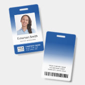 フォト青のグラデーションの従業員名のタイトルIDを追加 バッジ (正面＆裏面)