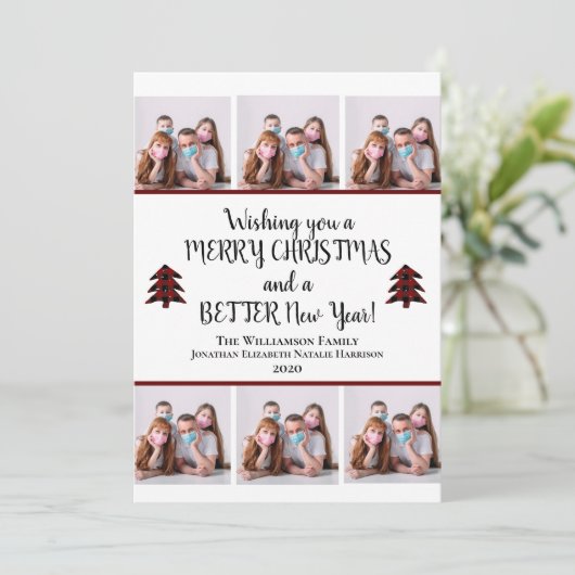 フォト顔おもしろいがクリスマスをより良い新年を覆う シーズンカード (スタンド正面)