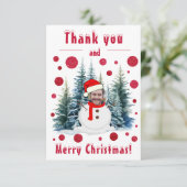 フォト顔おもしろいメリークリスマスと サンキューカード (スタンド正面)