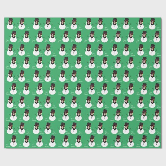 フォト顔雪だるまメリークリスマスインスペインのズ ラッピングペーパー (フラット)