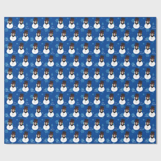 フォト顔雪だるまメリークリスマスインスペインのズ ラッピングペーパー (フラット)