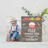 フォト魚釣りテーマ誕生日サンキューカード 招待状 (スタンド正面)