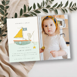 フォト魚釣りベアキッズAny Age誕生日招待状 サンキューカード