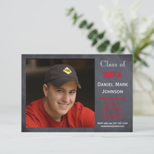 フォト黒板の背景- 3x5 Gradの発表 招待状 (スタンド正面)