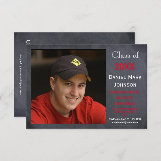 フォト黒板の背景- 3x5 Gradの発表 招待状 (正面/裏面)