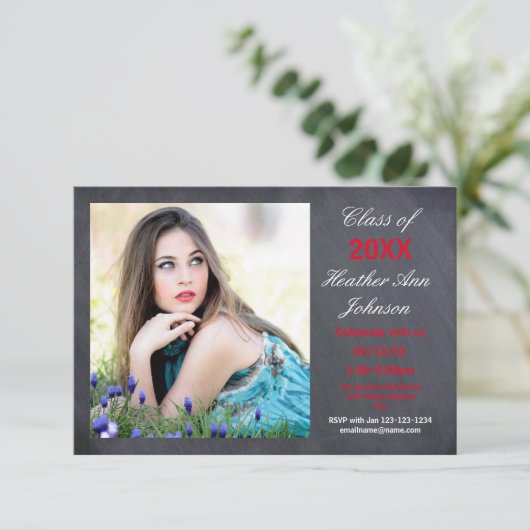 フォト黒板の背景- 3x5 Gradの発表 招待状 (スタンド正面)