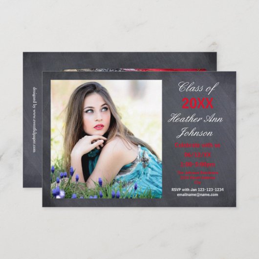 フォト黒板の背景- 3x5 Gradの発表 招待状 (正面/裏面)