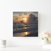 フォト35海サンセット スクエア壁時計 (ホーム)