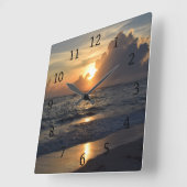 フォト35海サンセット スクエア壁時計 (傾斜)