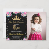 フォト3rdフローラクラウングリッタープリンセス誕生日 招待状 (正面)