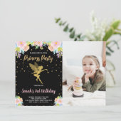 フォト3rdブラックフローラプリンセス誕生日 招待状 (スタンド正面)