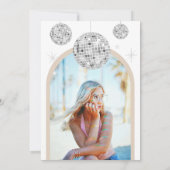 フォト70sシルバーレトロディスコGroovyブライダルシャワー 招待状 (裏面)