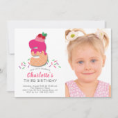 フォト アイスクリーム 3歳の誕生日招待状 招待状 (正面)