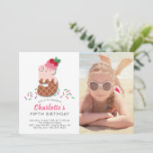 フォト アイスクリーム 5歳の誕生日 招待状 (スタンド正面)