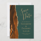 フォト アゲート 焦茶色 ダークグリーン Save the Date 招待状 (正面)