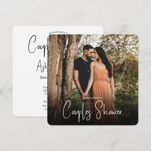 フォト ウェディング カップル ブライダル シャワー 招待状 (正面/裏面)