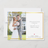 フォト ウェディング サンクス 現代的 ブラッシュ ピンク ゴールド サンキューカード (裏面)