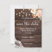 フォト ウッド レース, ライト, ブッシュ ピンク & ピーチ フラワー セーブザデート (正面)