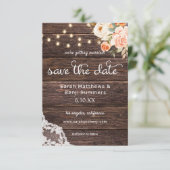 フォト ウッド レース, ライト, ブッシュ ピンク & ピーチ フラワー セーブザデート (スタンド正面)