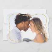 フォト エレガント バーガンディー ブルー ゴールド フラワーのウェディング 招待状 (裏面)