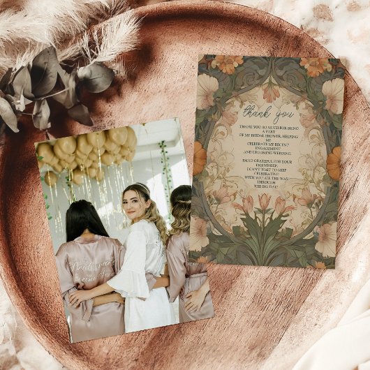 フォト エンチャンテッド ガーデン アールヌーボー ブライダルシャワー サンキューカード