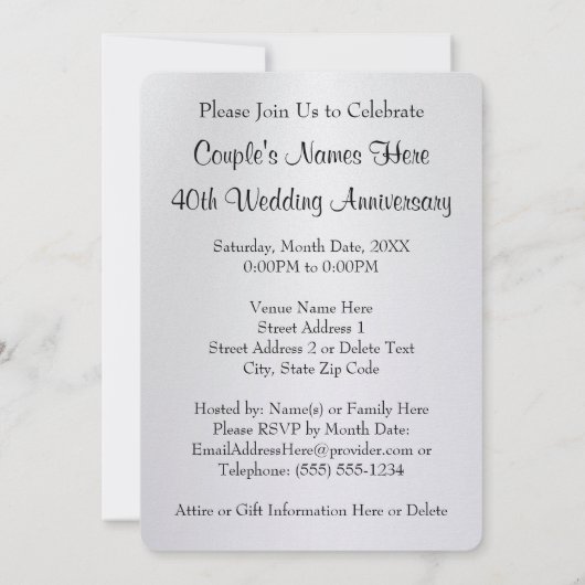 フォト, オーダーメイドの40周年記念パーティー招待状 招待状 (裏面)