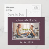 フォト カシス パープル ウェディング セーブ・ザ・デート 案内ポストカード (正面/裏面)