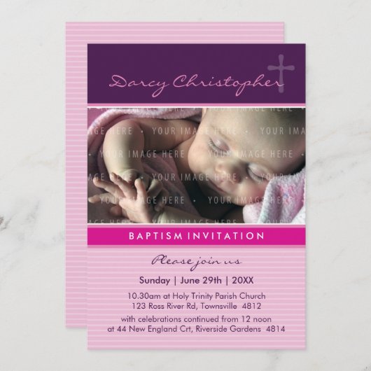 フォト《キリスト教》洗礼式や命名式招待状::信仰3P 招待状 (正面/裏面)