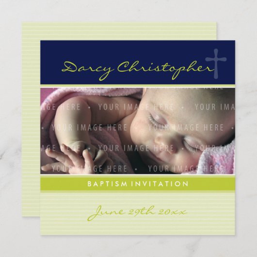 フォト《キリスト教》洗礼式や命名式招待状:：信仰5SQ 招待状 (正面/裏面)