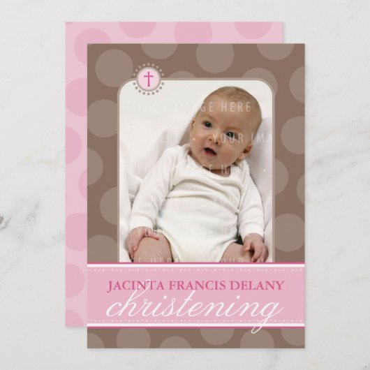 フォト《キリスト教》洗礼式や命名式招待状::水玉模様1P 招待状 (正面/裏面)